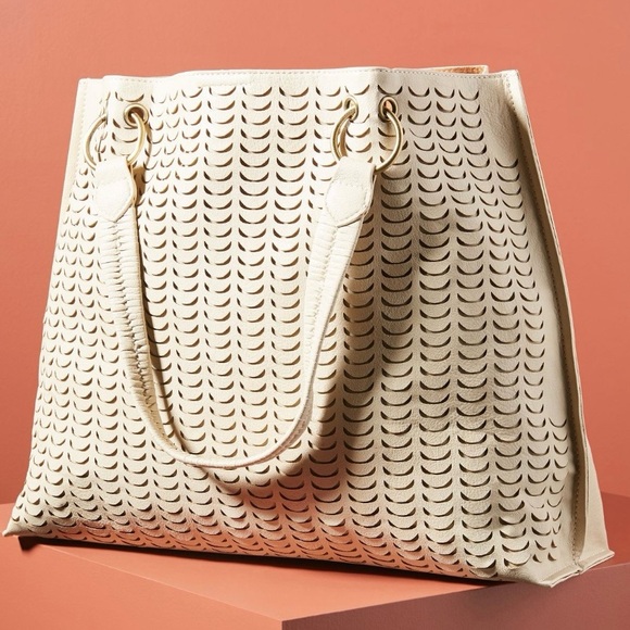 Anthropologie Handbags - Anthropologie Tote bag. Off white/cream. Soft vegan leather.
